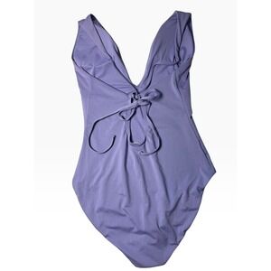 Andie Swim Bali Large Tall Swimsuit Iris Purple Lace Up Back Deep V-Neck
